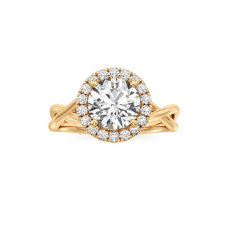 Twist Plain Halo Oval Engagement Ring