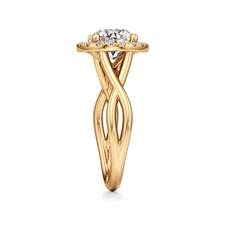 Twist Plain Halo Oval Engagement Ring