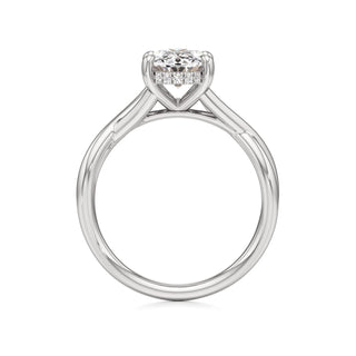 Twist Plain Hidden Halo Oval Engagement Ring