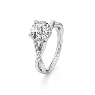 Twist Plain Hidden Halo Oval Engagement Ring