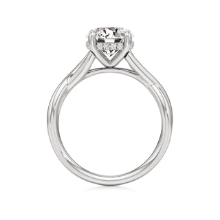 Twist Plain Hidden Halo Oval Engagement Ring