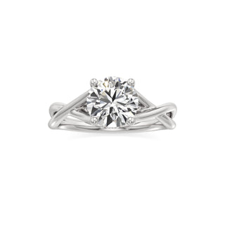 Twist Plain Hidden Halo Oval Engagement Ring