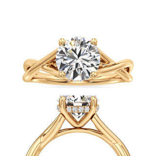 Twist Plain Hidden Halo Marquise Engagement Ring