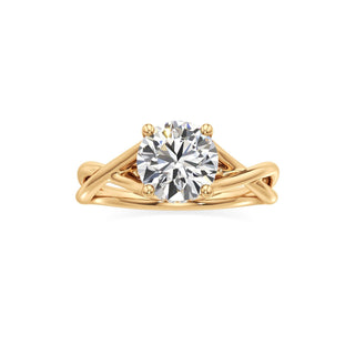 Twist Plain Hidden Halo Oval Engagement Ring