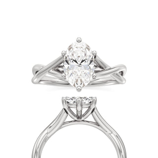 Twist Plain Six Prong Pear Engagement Ring