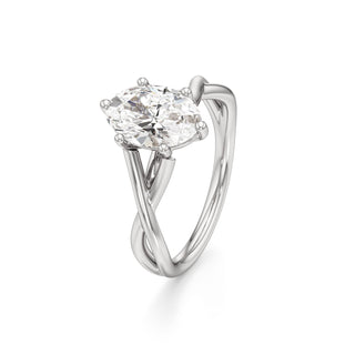 Twist Plain Six Prong Pear Engagement Ring