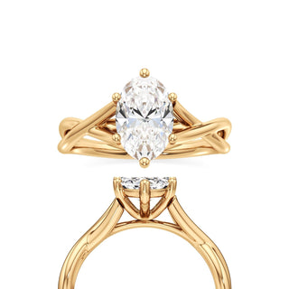 Twist Plain Six Prong Pear Engagement Ring