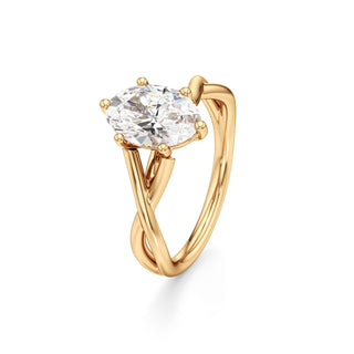 Twist Plain Six Prong Pear Engagement Ring
