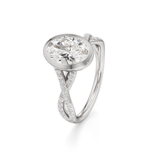 Twist Prong Set Bezel Emerald Engagement Ring
