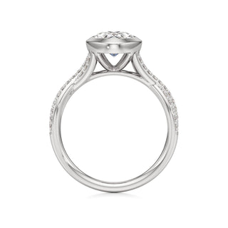 Twist Prong Set Bezel Emerald Engagement Ring