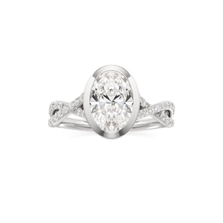 Twist Prong Set Bezel Emerald Engagement Ring