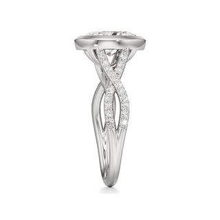 Twist Prong Set Bezel Emerald Engagement Ring