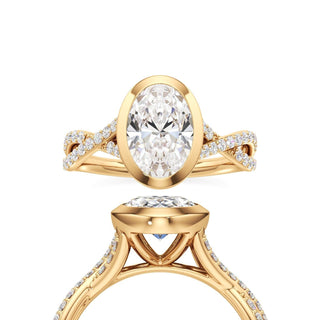 Twist Prong Set Bezel Oval Engagement Ring