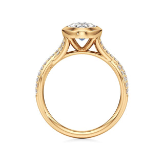 Twist Prong Set Bezel Emerald Engagement Ring