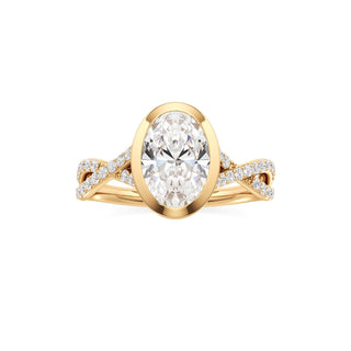 Twist Prong Set Bezel Emerald Engagement Ring