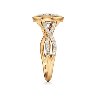 Twist Prong Set Bezel Emerald Engagement Ring