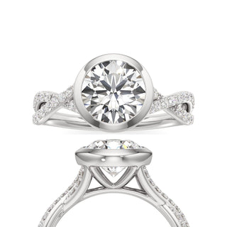 Twist Prong Set Bezel Marquise Engagement Ring