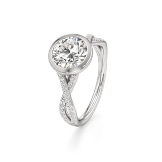 Twist Prong Set Bezel Emerald Engagement Ring