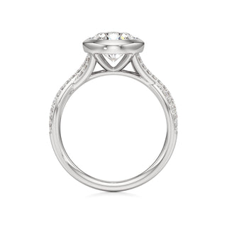 Twist Prong Set Bezel Emerald Engagement Ring