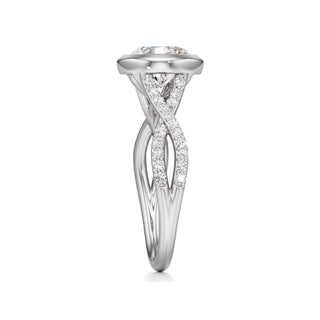 Twist Prong Set Bezel Emerald Engagement Ring