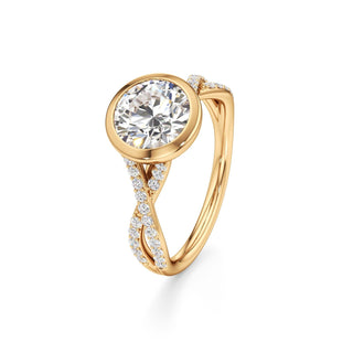 Twist Prong Set Bezel Emerald Engagement Ring