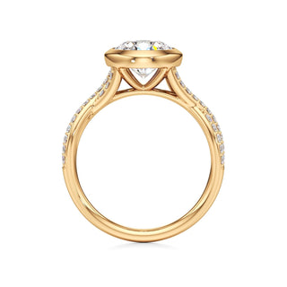 Twist Prong Set Bezel Emerald Engagement Ring