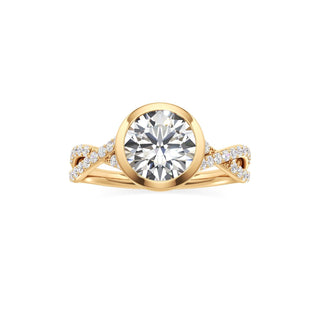 Twist Prong Set Bezel Emerald Engagement Ring