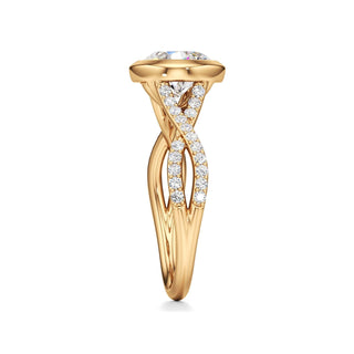 Twist Prong Set Bezel Emerald Engagement Ring