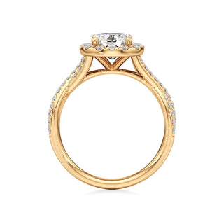 Twist Prong Set Halo Emerald Engagement Ring