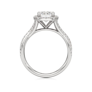 Twist Prong Set Halo Emerald Engagement Ring