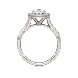 Twist Prong Set Halo Emerald Engagement Ring