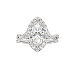 Twist Prong Set Halo Emerald Engagement Ring