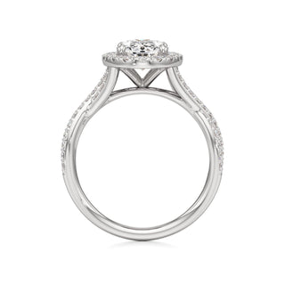 Twist Prong Set Halo Emerald Engagement Ring