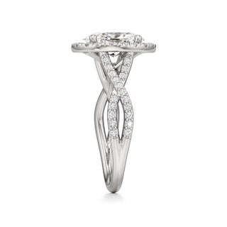 Twist Prong Set Halo Emerald Engagement Ring