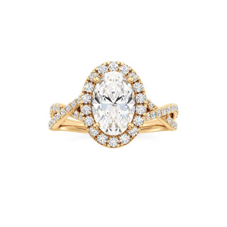 Twist Prong Set Halo Emerald Engagement Ring