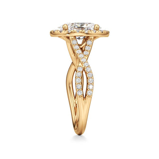 Twist Prong Set Halo Emerald Engagement Ring