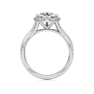Twist Prong Set Halo Emerald Engagement Ring