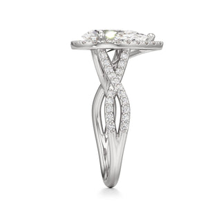 Twist Prong Set Halo Emerald Engagement Ring