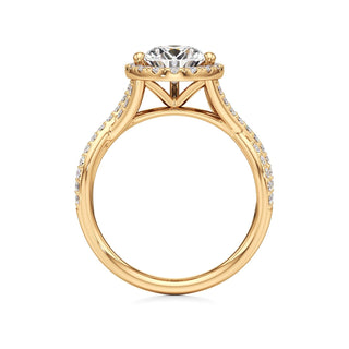 Twist Prong Set Halo Emerald Engagement Ring