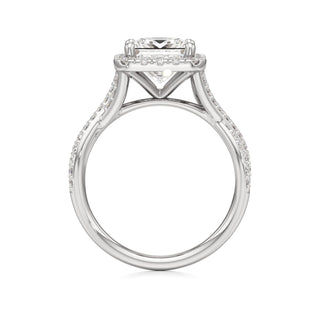 Twist Prong Set Halo Emerald Engagement Ring