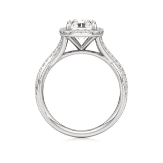Twist Prong Set Halo Emerald Engagement Ring