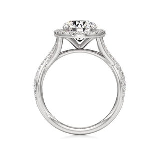 Twist Prong Set Halo Emerald Engagement Ring