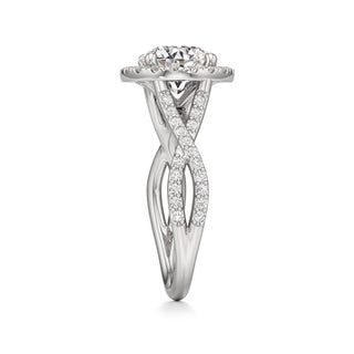Twist Prong Set Halo Emerald Engagement Ring