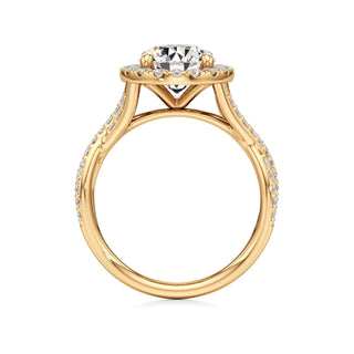 Twist Prong Set Halo Emerald Engagement Ring