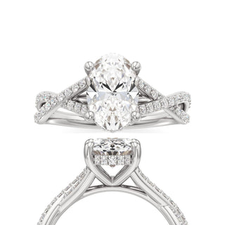 Twist Prong Set Hidden Halo Emerald Engagement Ring