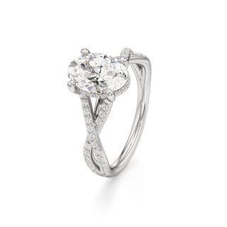 Twist Prong Set Hidden Halo Emerald Engagement Ring
