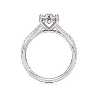Twist Prong Set Hidden Halo Emerald Engagement Ring
