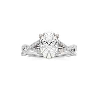 Twist Prong Set Hidden Halo Emerald Engagement Ring