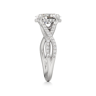Twist Prong Set Hidden Halo Emerald Engagement Ring