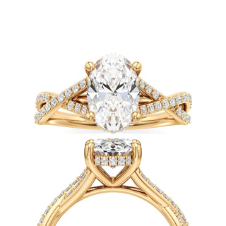 Twist Prong Set Hidden Halo Emerald Engagement Ring